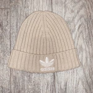 cream ribbed adidas beanie